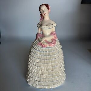 Vintage Southern Belle Figurine Hand-Painted Ceramic/Porcelain Victorian Dress